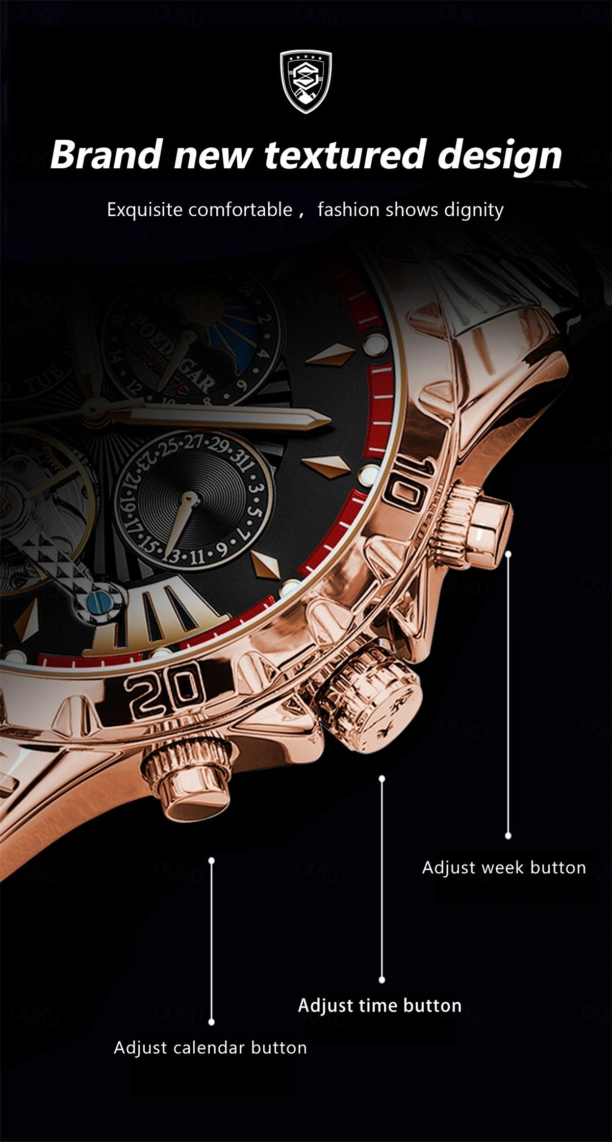 Montre mécanique automatique de luxe pour hommes Multifonction