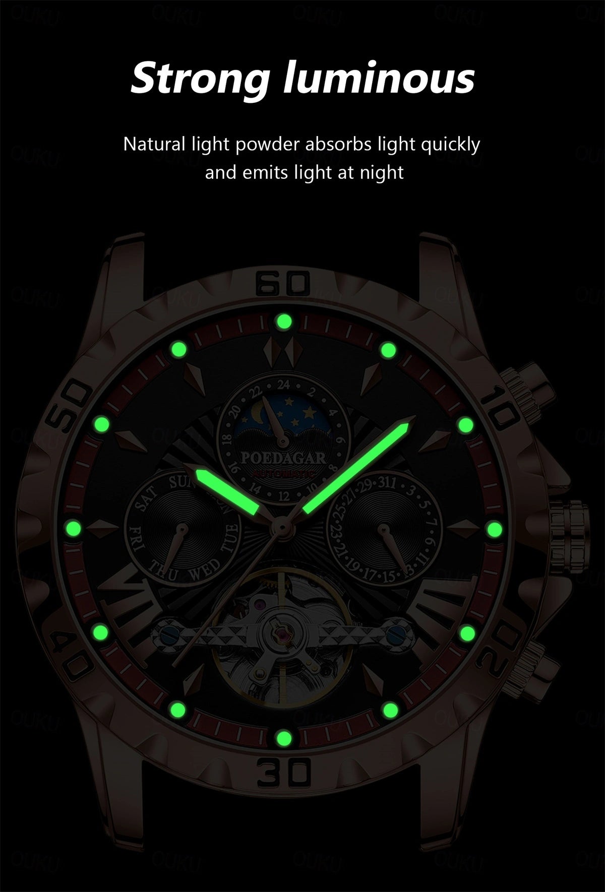Montre mécanique automatique de luxe pour hommes Multifonction