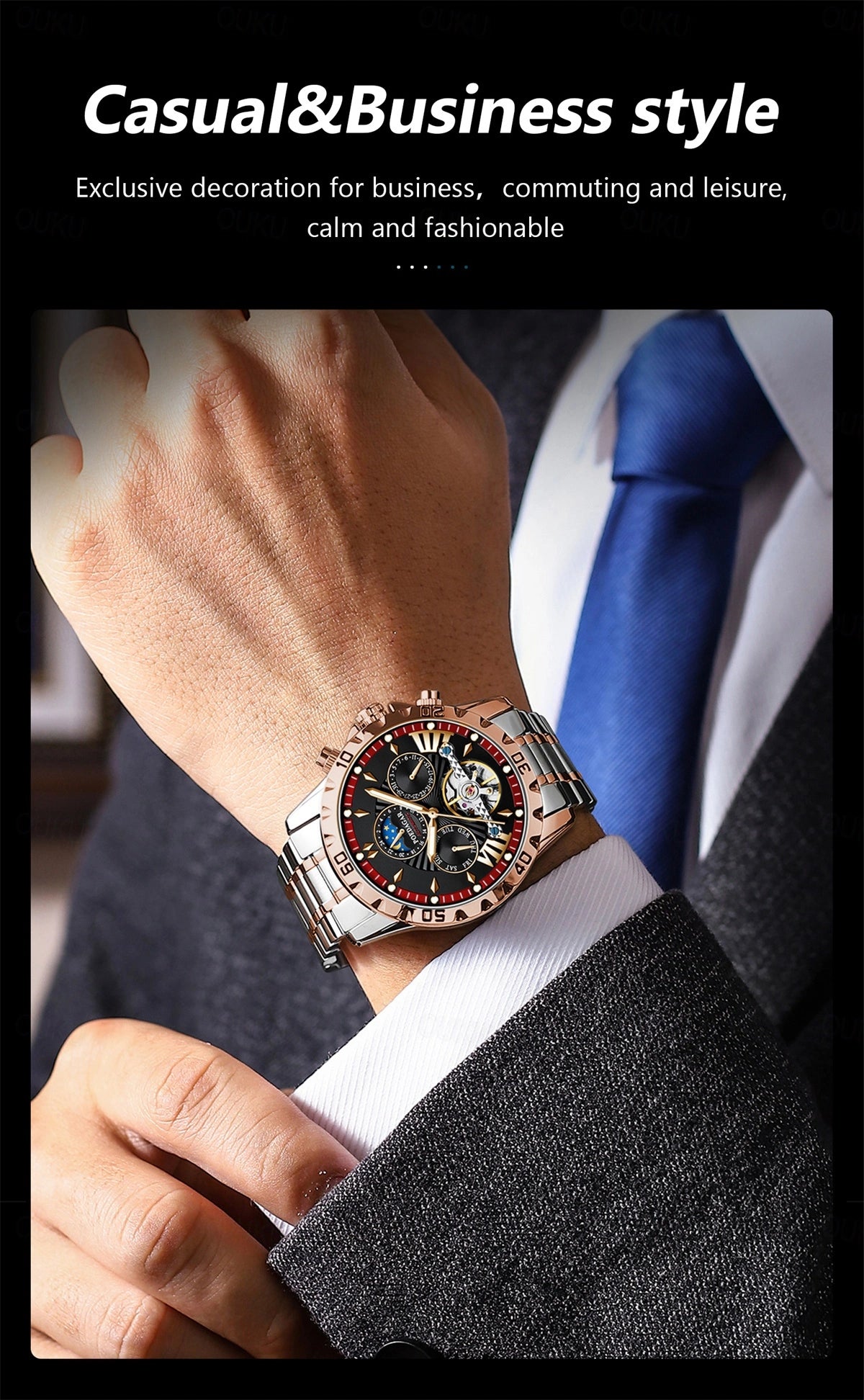 Montre mécanique automatique de luxe pour hommes Multifonction