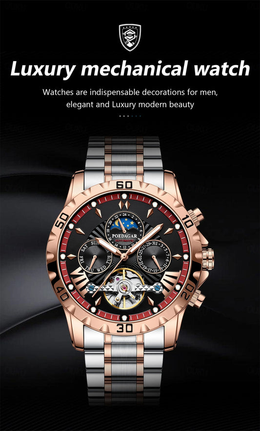 Montre mécanique automatique de luxe pour hommes Multifonction
