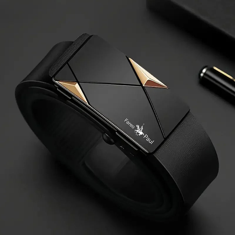 Fashionable men's High-Quality leather Belt with Automatic Buckle